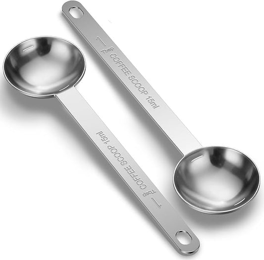 2PCS Coffee Scoop Spoons, 15ML (1 Tablespoon) Stainless Steel Measuring Spoons with Long Handle, Durable Coffee Scoopers for Ground Coffee, Tea and Baking Powder