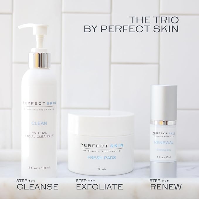 Trio Skincare Bundle Perfect Skin by Christie Kidd, PA-C | Cleanse, Refresh & Renew Your Skin | Daily Essentials for Smooth, Bright, and Hydrated Skin