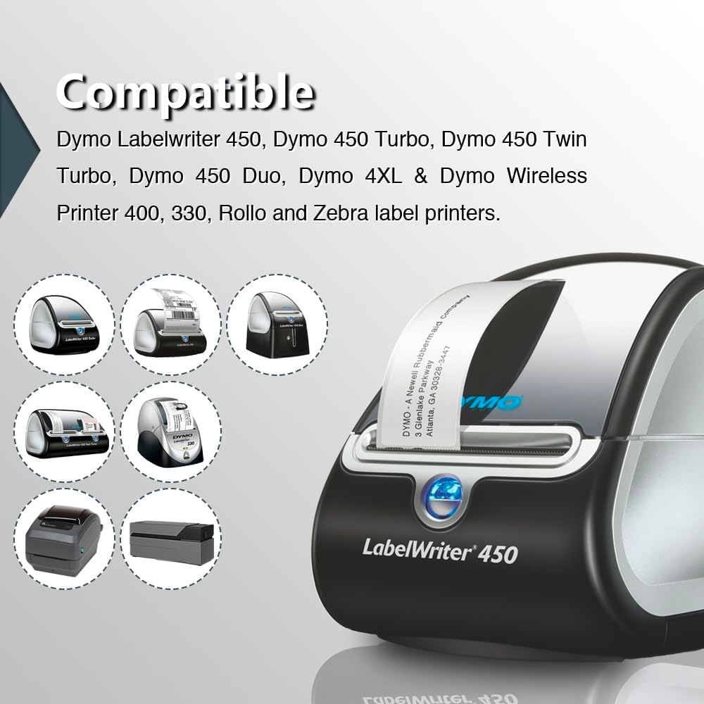 BETCKEY - Compatible DYMO 30324 (2-1/8" x 2-3/4") Multipurpose Labels, Perforated, Compatible with DYMO Labelwriter 450, 4XL, NOT Fit 550 & 5XL [6 Rolls/2400 Labels]