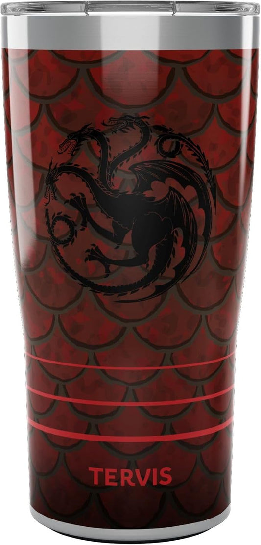 Tervis Traveler Game of Thrones - House of the Dragon - Scale Up Triple Insulated Tumbler Travel Cup Keeps Drinks Cold & Hot, 20oz, Stainless Steel