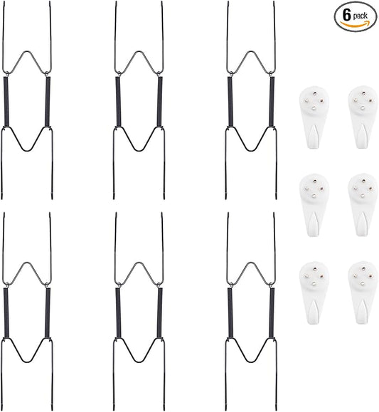 Bilillo 6 Pack Plate Hangers for The Wall, Suitable for 8''-10'' Decorative Plate,Invisible Heavy Duty Wire Plate Holder with Wall Hooks, Plate Hangers for Displaying Plates, Platter, Dish (Black)
