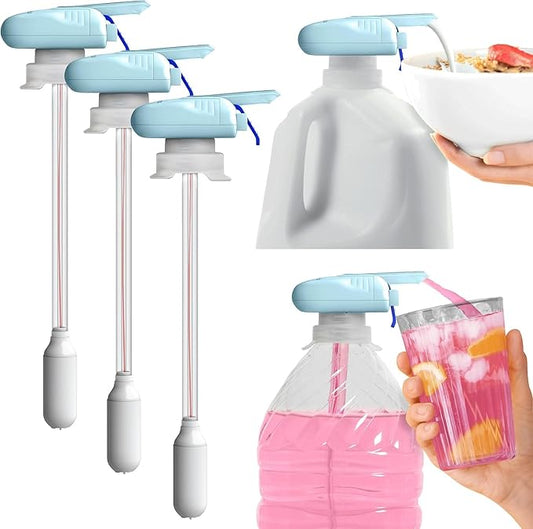 Magic Tap Automatic Drink Dispenser for Fridge, Teal (3 Pack), No Spill Milk Dispenser for Fridge, Automatic Milk Dispenser Pump for Gallon Jugs, Water & Juice, Fits Most Bottles, Batteries Required