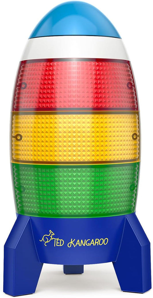 Ted Kangaroo Countdown Timer! Blast Off Visual Timer for Kids with Audio Rocket, 0-24 Hour Countdown, Memory Function, Red Yellow Green Light, Easy Setup, Battery Operated for Classroom and Home Use