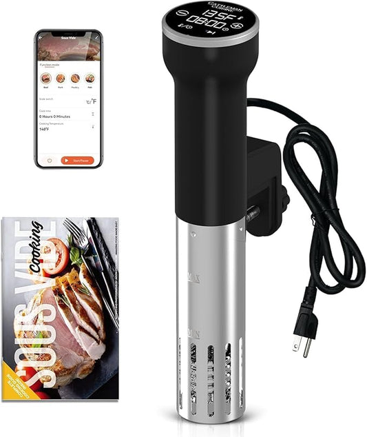 CATTLEMAN Sous Vide Machines Wi-Fi, 1000W, IPX7 Waterproof, Immersion Circulator Precise Cooker, Suvee Cooker with Accurate Temperature&Timer Touch Control, Portable, Noise-free, Fast Heating