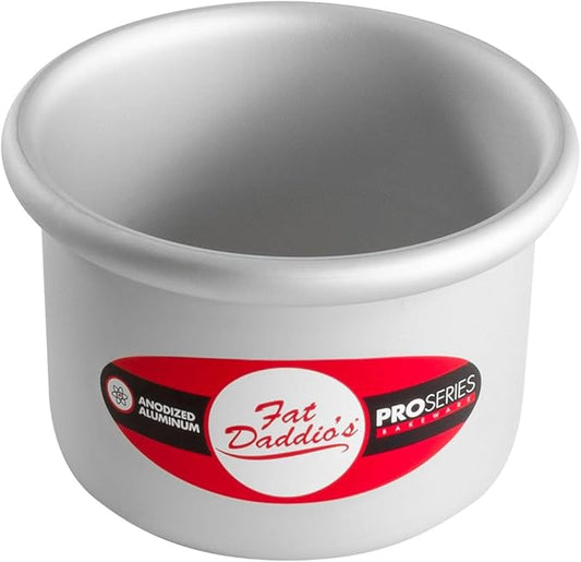 Fat Daddio's PRD-43CASE Anodized Aluminum Round Cake Pan, 4 x 3 inch, Set of 6