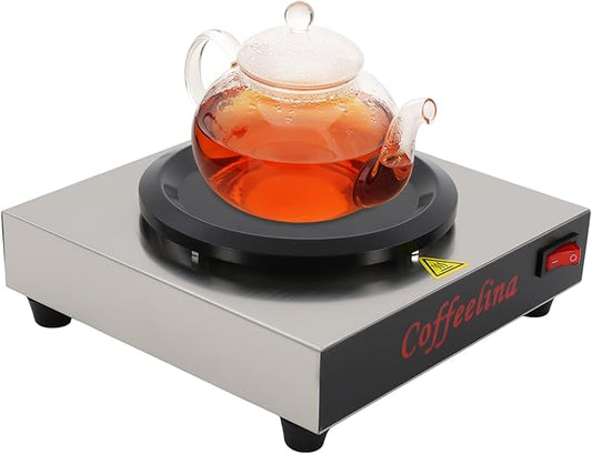 Commercial Coffee Warmer, 110V 80W Stainless Steel Portable Warmer Double, 5.9inch Cup Beverage Warmers for Coffee Milk Tea, Desk Coffee Heater for Cafe Break Room Buffet Event Use