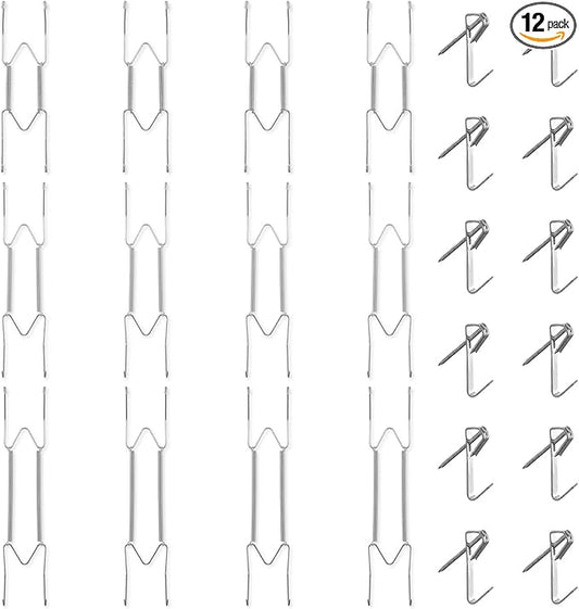 Bilillo 12 Pieces Invisible Wall Plate Hangers 8/10/12 Inches Wall Plate Hangers Stainless Steel Decorative with 12 Pieces Hook with Nails Suitable for 6-14 inch Decorative Antique and Arts(Silver)