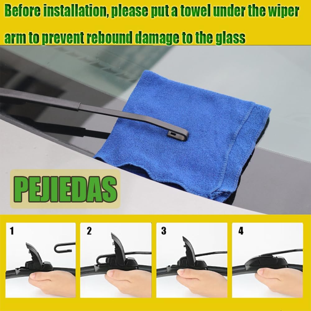 3 Wiper Blades, Front Wiper + Rear Wiper Blades for Toyota Prius 2010-2015 (26 inch + 19 inch + 16 inch) OE Original Style