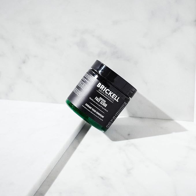 Brickell Men's Renewing Face Scrub for Men, Natural and Organic Deep Exfoliating Facial Scrub Formulated with Jojoba Beads, Coffee Extract and Pumice, 2 Ounce, Scented