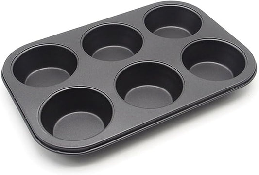 Muffin Pan 6 Cup Cupcake Baking Pan No Stick Carbon Steel Easy Clean