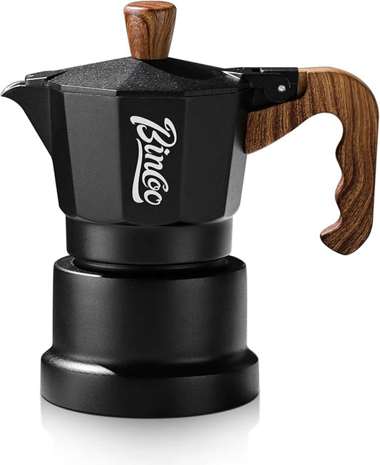 Bincoo Three Valve Espresso Maker Stovetop,Camping Moka Pot 2 Cup/120ML,Stove Top Espresso Italian Coffee Maker,Easy to Use
