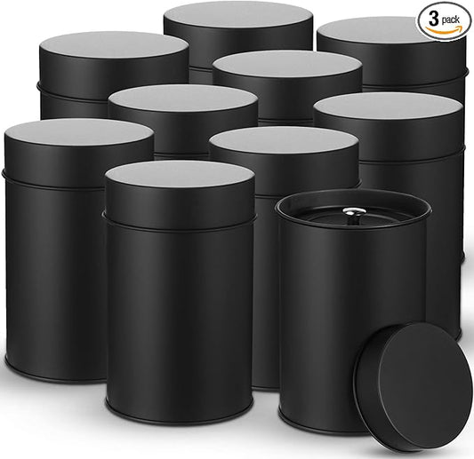 Zopeal 3 Pack Metal Tea Tin Canister with Airtight Double Lids 16 oz Round Tin Can with Lid Double Sealed Small Kitchen Container for Loose Tea Storage Coffee Sugar Candy Herbs and Spices