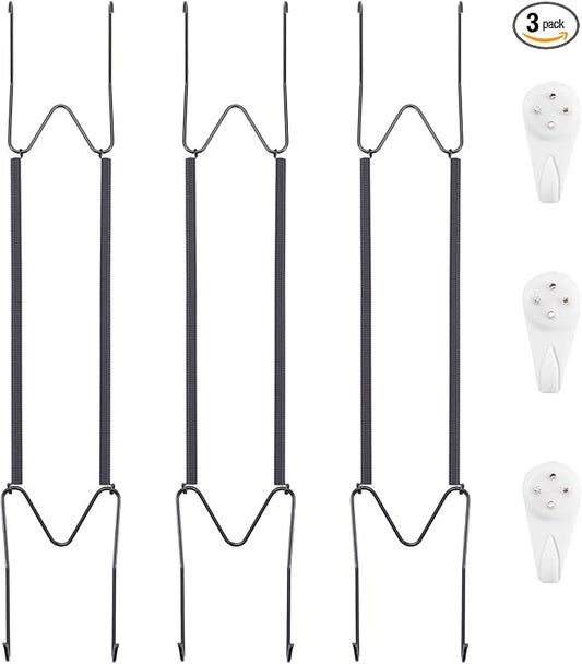 Bilillo 3 Pack Plate Hangers for The Wall, Suitable for 16''-20'' Decorative Plate,Invisible Heavy Duty Wire Plate Holder with Wall Hooks, Plate Hangers for Displaying Plates, Platter, Dish (Black)