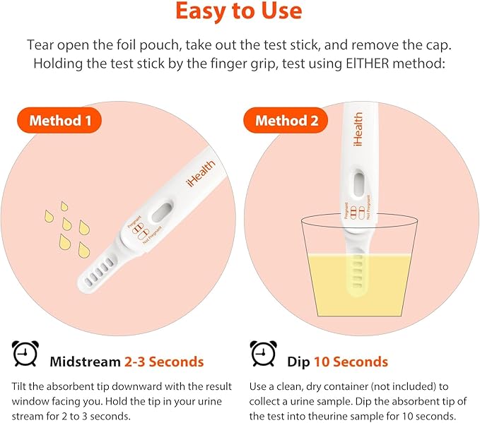 iHealth Early Detection Pregnancy Test, 5-Pack 99% Accurate Home HCG Test Kit, Results 6 Days Sooner with High-Sensitivity 10mIU/mL, Easy Dip & Read Clear Results