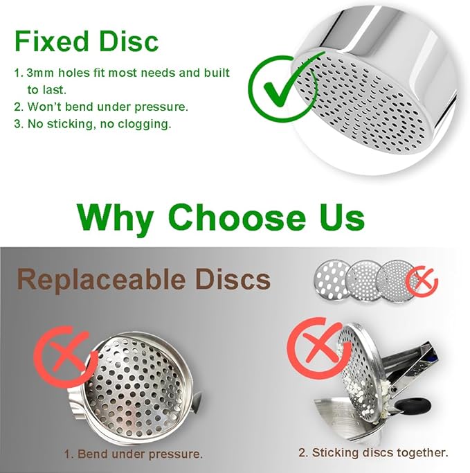 Large Potato Ricer, Heavy Duty Stainless Steel Potato Ricer and Masher, Press and Mash Kitchen Gadget for Potatoes and Vegetables