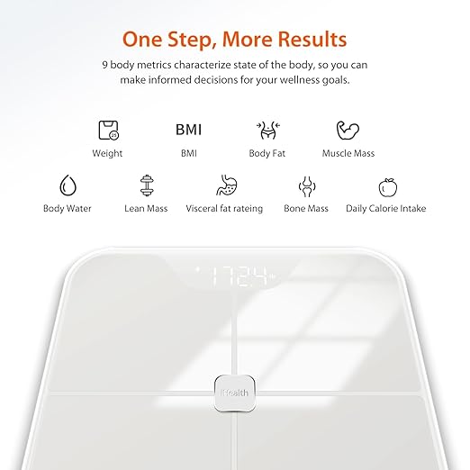 iHealth Nexus Smart Scale for Body Weight Bluetooth, Digital Bathroom Scale Body Fat and Muscle, Body Composition Monitor Health Analyzer for BMI Compatible for iOS & Android Accurate to 0.1lb-White