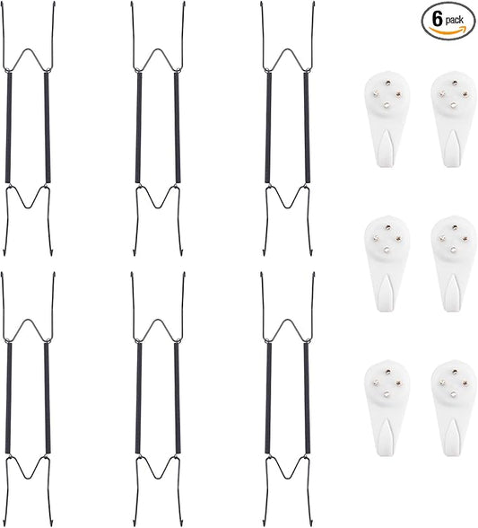 Bilillo 6 Pack Plate Hangers for The Wall, Suitable for 12-16 Inch Decorative Plate,Invisible Heavy Duty Wire Plate Holder with Wall Hooks, Plate Hangers for Displaying Plates, Platter, Dish (Black)