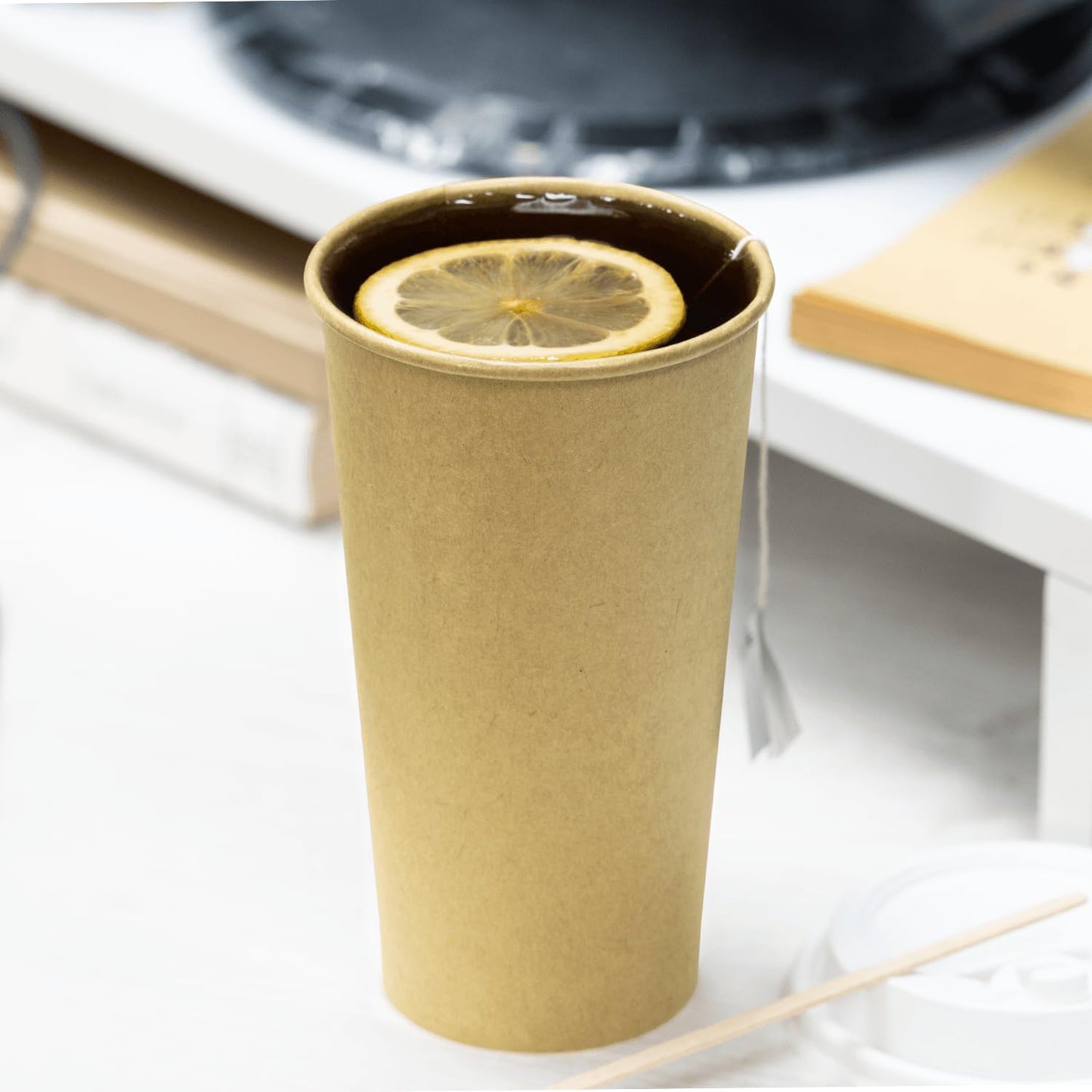 Karat 20oz Kraft Paper Coffee Cups [600 ct] Disposable, Leak-Resistant Double Poly-Lined Hot Cups | Ideal for Cafes & Offices, 90mm