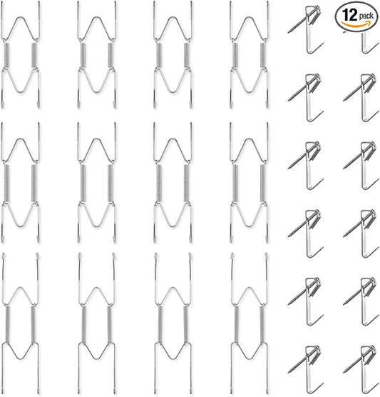 Bilillo 12 Pieces Invisible Wall Plate Hangers 4/6/8 Inches Wall Plate Hangers Stainless Steel Decorative with 12 Pieces Hook with Nails Suitable for 4-10 inch Decorative Antique and Arts(Silver)