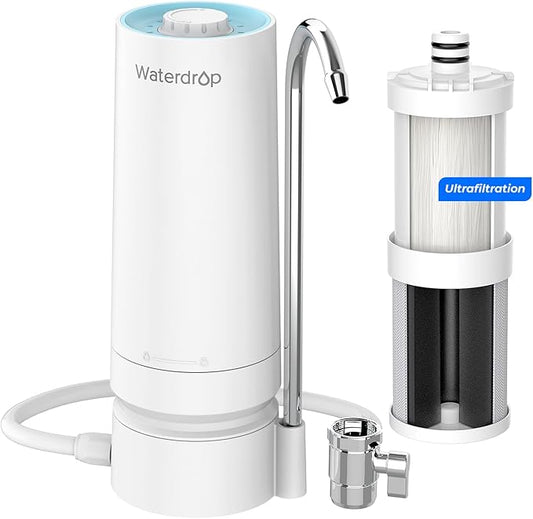 Waterdrop CTF-07 Ultra Filtration Water Filter for Sink Faucet, Countertop Water Filter System and Filter Life Reminder, Reduces Heavy Metals, Bad Odor, and 99% Chlorine, 4000 Gallons, 1 Filter