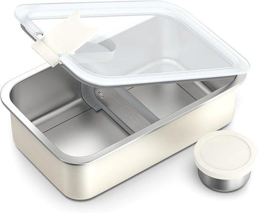 Bakpoco Stainless Steel Bento Lunch Box for Adult, 42oz Leak-Proof Lunch Box Containers, Microwave-Safe, with Adjustable Divider, Convenient Metal Lunchbox for Work, Travel