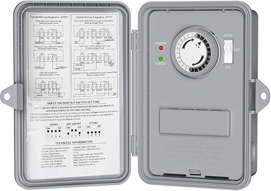 BN-LINK Pool Pump Timer, Outdoor Mechanical Timer Box, Heavy Duty 24 Hour Programmable, 2HP 40A Max, 120, 240, 277 VAC, for Pool Pump, Water Heater, Fans, SPA, ETL Listed