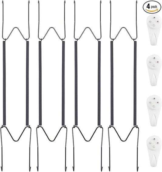 Bilillo 4 Pack Plate Hangers for The Wall, Suitable for 16''-20'' Decorative Plate,Invisible Heavy Duty Wire Plate Holder with Wall Hooks, Plate Hangers for Displaying Plates, Platter, Dish (Black)