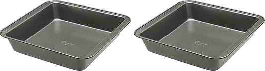 Ecolution Bakeins Cookware Non-Stick Heavy Duty Carbon Steel, Square 9”, Gray (Pack of 2)