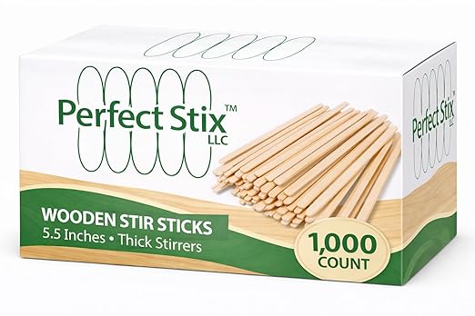 Perfect Stix Premium Wooden Coffee Stirrer Sticks, Thick Birch Wood 1000 Count, 5.5" Inches. Eco-Friendly Wooden Stirrers (5.5Inches / 1000PC)