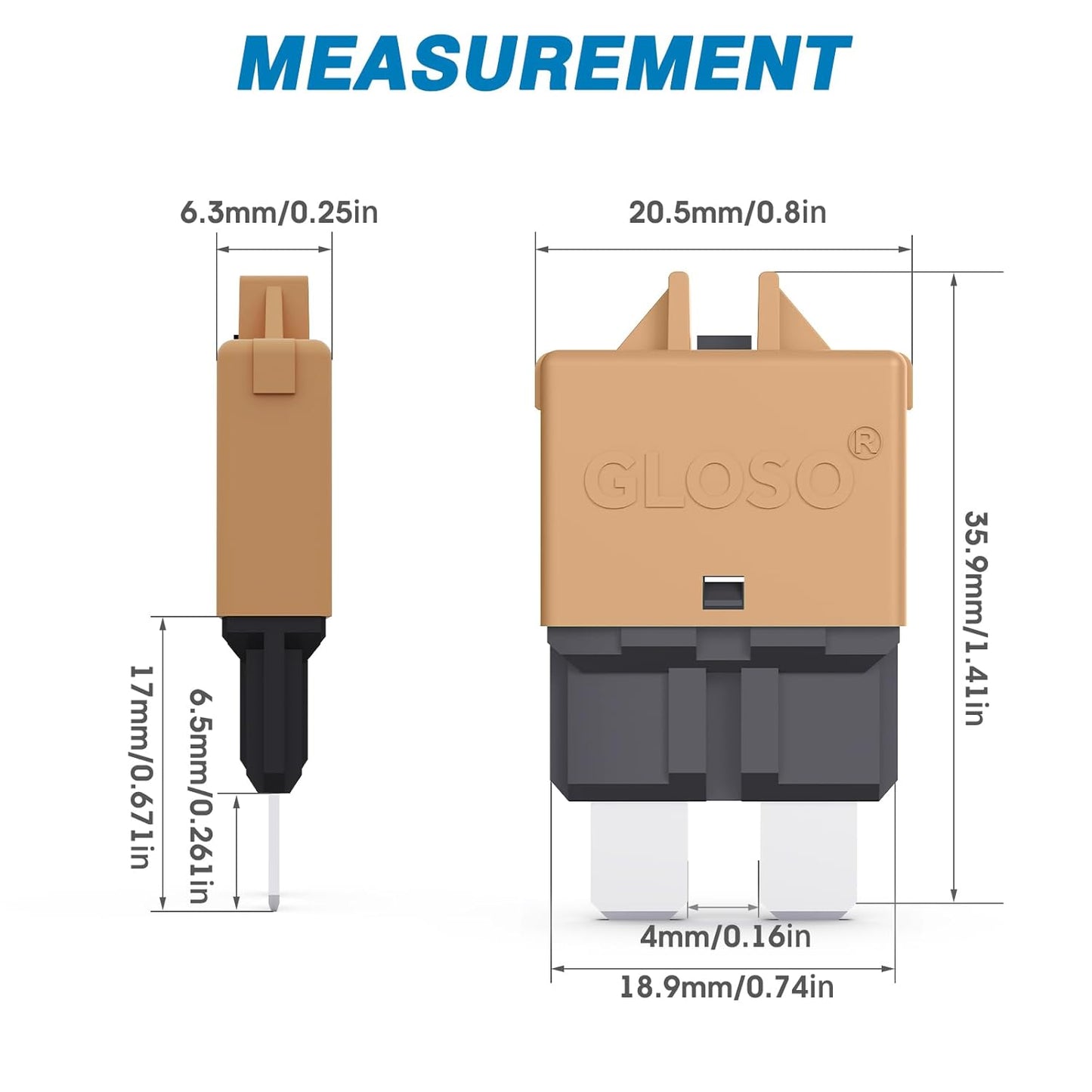 GLOSO Circuit Breaker Blade Fuse E39 (T3) Manual Reset Fuse For Car Truck RV Automotive Marine Boat Trolling motor & Custom Wiring Audio battery protection/Low Profile ATC/ATO (30A - 1 Pack)