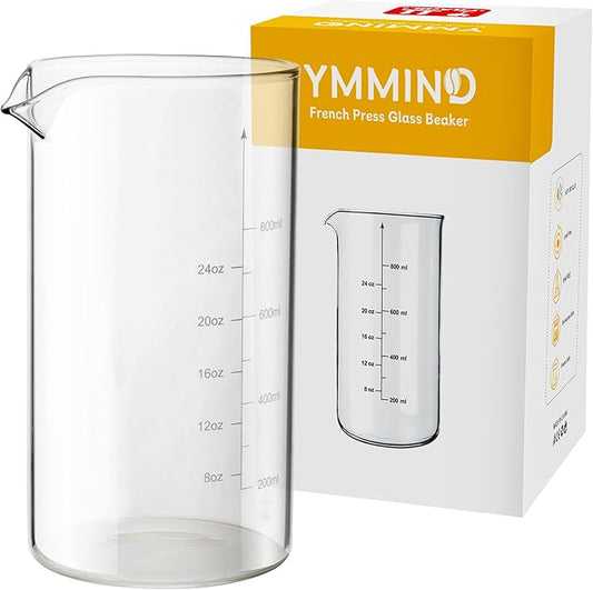 YMMIND Standard Universal Design 34 oz French Press Replacement Glass Beaker, Fits Most Brands French Press Coffee Makers (1Quart / 1000ml / 5-6 Cup) Coffee Press Borosilicate Glass Water Bottle