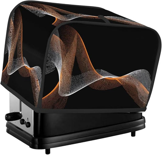2 Slice Toaster Cover,Abstract Glowing Spiral Lines On Black Small Kitchen Appliance Bread Machine Cover with Pockets,Dust & Fingerprint Protection