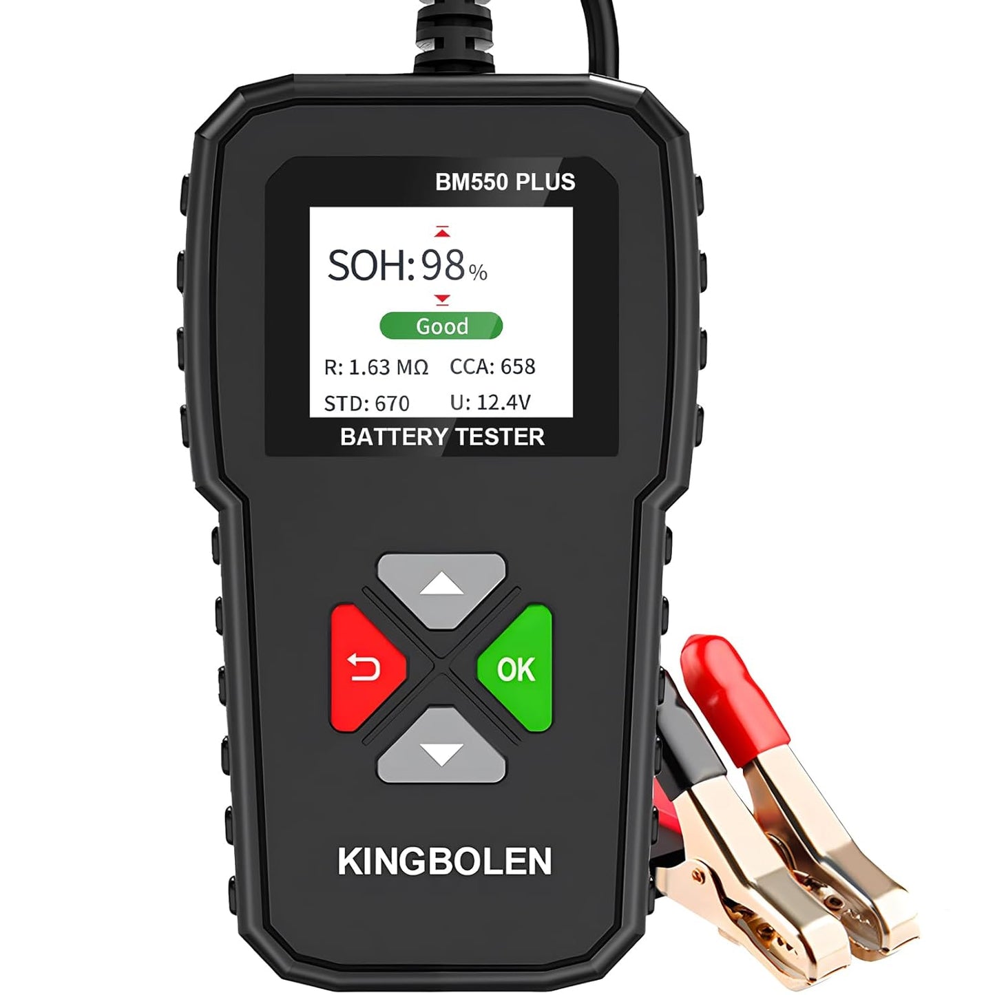 KINGBOLEN BM550 Plus 6V-24V 100-2000 CCA Car Battery Tester, Voltage Waveform Analyzer for Cars Trucks SUV Motorcycle