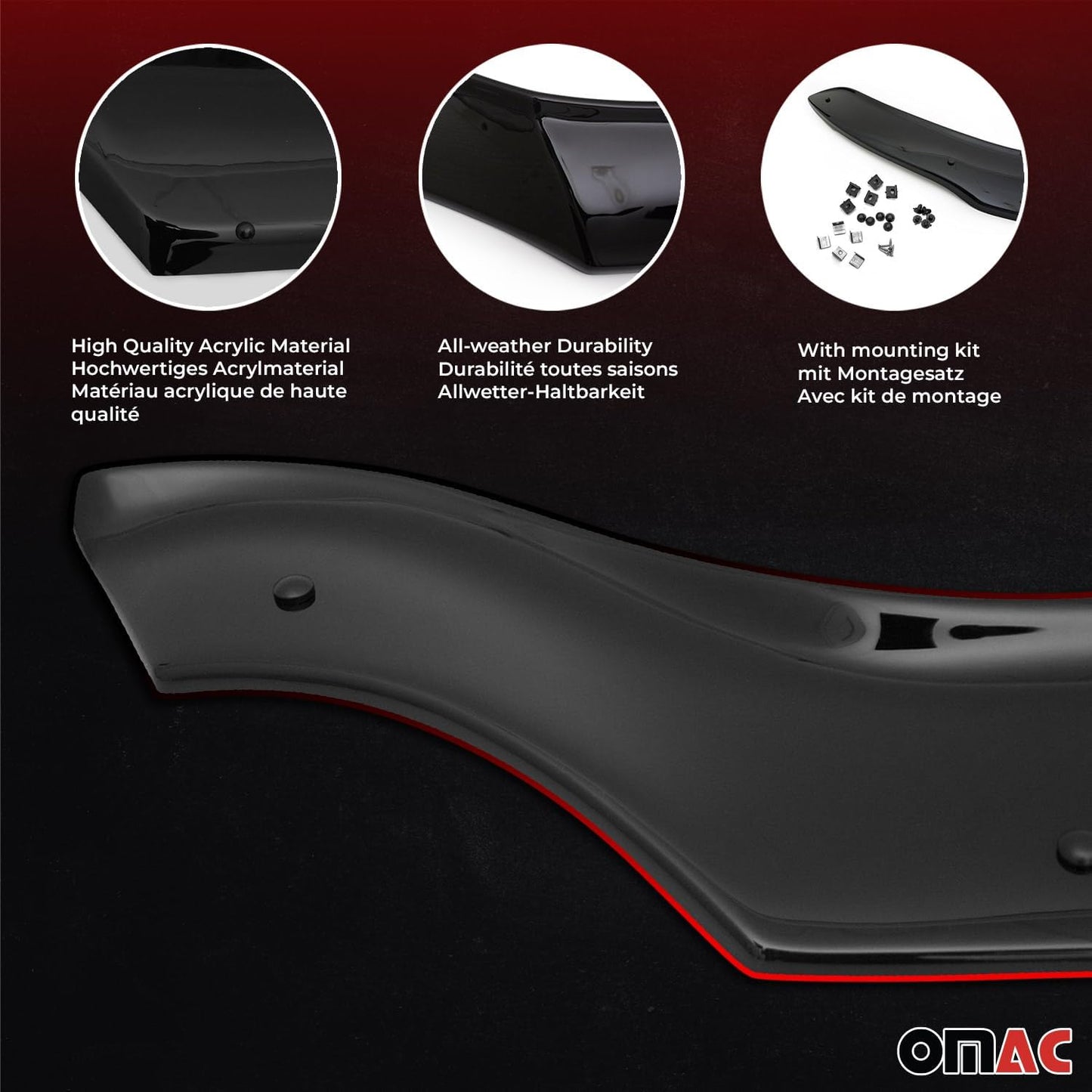 OMAC Front Bug Shield Hood Deflector Guard for VW Amarok 2010-2020 Black Smoke