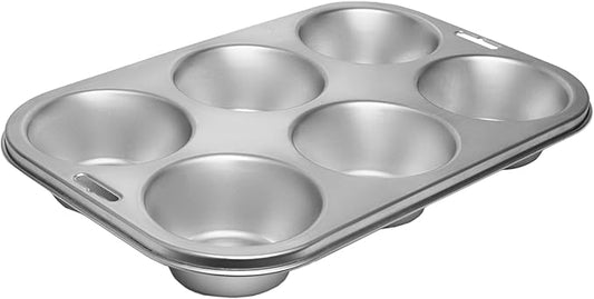 Fox Run Stainless Steel Extra Large Muffin and Cupcake Pan, 6 Cup Jumbo Muffin Tin