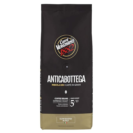 Caffe Vergnano Whole Bean Coffee 2.2 lb Bag - Medium Roast Antica Bottega Arabica Espresso Beans, Italian Coffee Chocolate Caramel Nut Notes - For Coffee Maker, French Press Espresso Maker, Moka Pot
