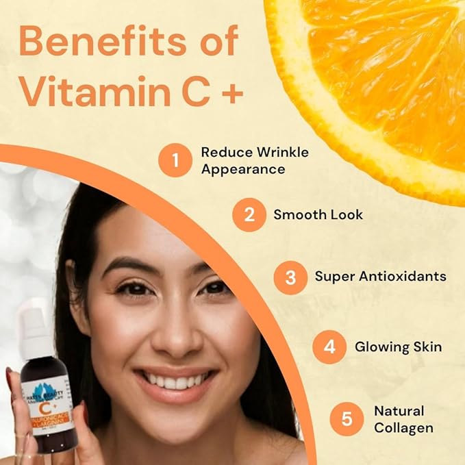 Supercharged Vitamin C Serum with Moisturizing Hyaluronic Acid - Advanced Antioxidant Face and Body Serum - 4 oz