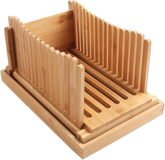 Generic Bamboo Bread Slicing Tool with Crumb Tray for Homemade Loaves, style A