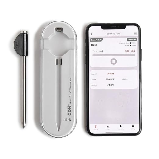 CDN Smart Probe Bluetooth Meat Thermometer | Wireless Digital Thermometer with NSF Certified Probe | Remote Temperature Monitoring via App for iOS & Android | for Oven, BBQ, Grill, Smoker | STP212