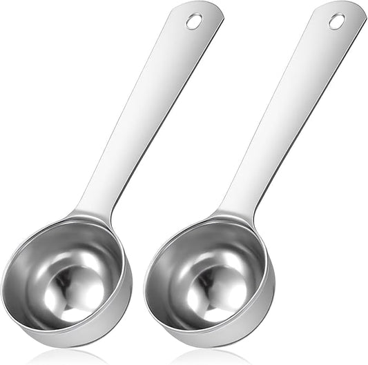 2 Pcs Stainless Steel Coffee Spoons, Coffee Scoop 1 Tablespoon, Long Handle Measuring Tablespoon, 1 tbsp Measuring Spoons for Ground-Coffee, Milk, Spice Jar, Cooking Baking (6 Inch, 20ml)