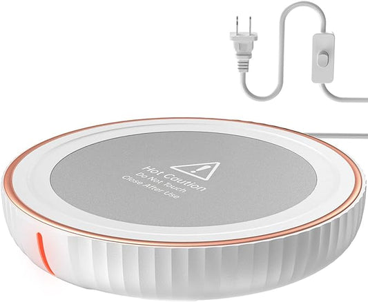 HouseGem Large Candle Warmer Plate - Coffee Cup Mug Warmer for Desk, Candle Melter, Electric Mug Heater for Beverages, Milk & Tea, Coffee Accessories Ideal Gifts Keep Cup Warm (White)
