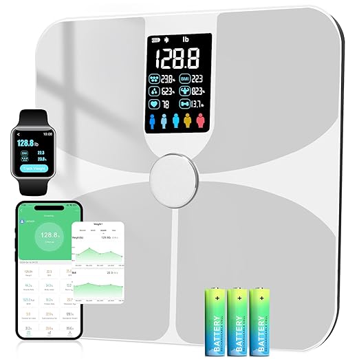 Multi Functional LCD Large Screen Intelligent Digital Body Fat Scale, Tempered Glass Bathroom Scale, Body Composition Analyzer with Smartphone Application and Bluetooth synchronous Scale