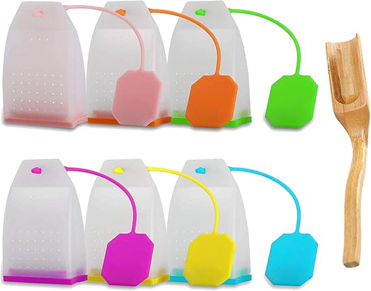 6 Pack Silicone Tea Infuser, Reusable Tea Bags Tea Strainer Filter Tea Steeper Tea Diffuser Tea Holder for Loose Leaf Tea with Spoon