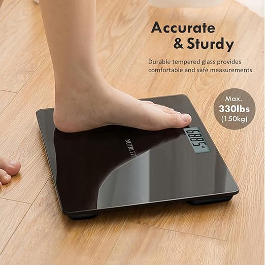 NUTRI FIT Digital Bathroom Scale for Body Weight, Bath Scale for Accurate Weight Watching with Large LCD Display, Most Accurate for The Elderly Safe Home Use, 330 lbs