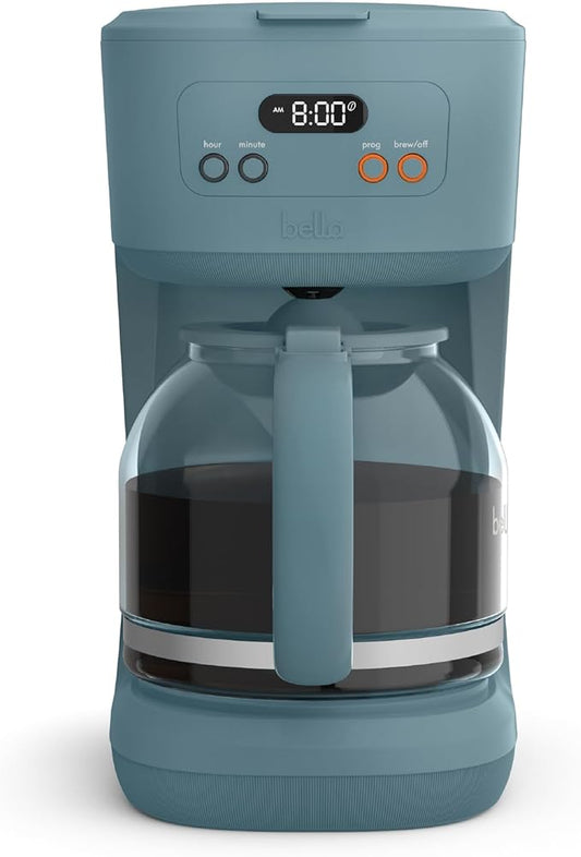 bella 12 Cup Programmable Coffee Marker, Reusable Dishwasher Safe Accessories, Easy LCD diaply, Auto Shutoff, 900 watt, Surf