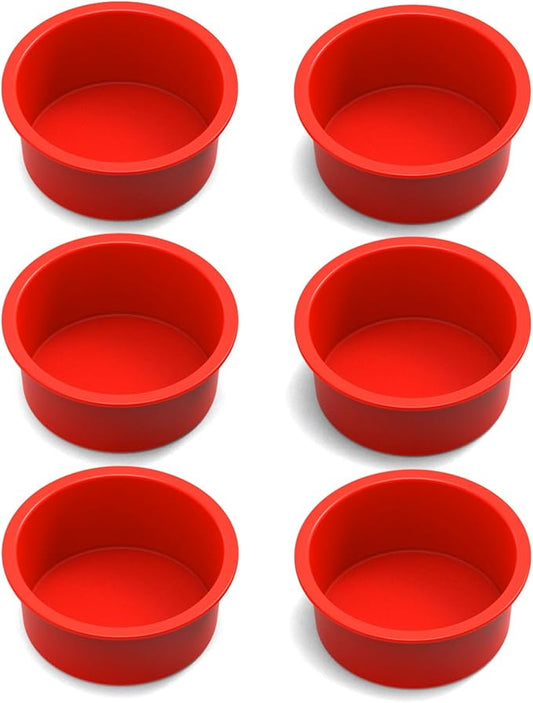 SILIVO 4 Inch Cake Pan (6 Pack) - Silicone Mini Smash Cake Pans, Nonstick Small Cake Pans for Smash Cake,Muffin and Egg Bites