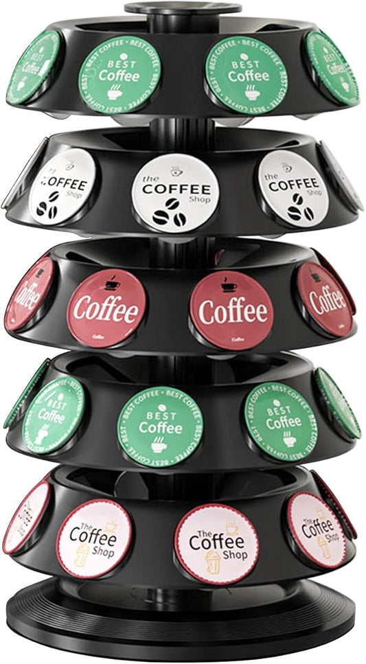 K Cup Holder, Coffee Pod Storage Carousel Holder Organizer Compatible with 40 Keurig Kcup Pods, New Modern Design for Home or Office Kitchen Counter Organizer