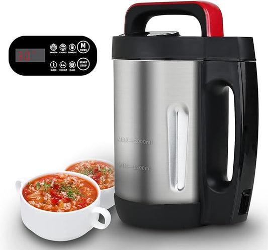 2L Soup Maker, Makes 2-6 Servings, LCD Touch Control Panel, Stainless Steel Blender & Heater, 800W for Soups, Smoothies, Sauces — Smart Kitchen Appliance for Homemade Soup