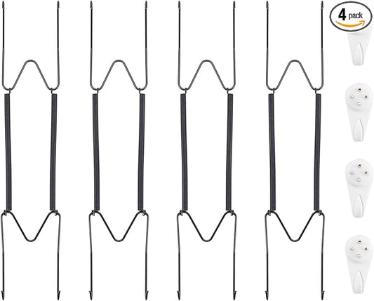 Bilillo 4 Pack Plate Hangers for The Wall, Suitable for 10-14 Inch Decorative Plate,Invisible Heavy Duty Wire Plate Holder with Wall Hooks, Plate Hangers for Displaying Plates, Platter, Dish (Black)