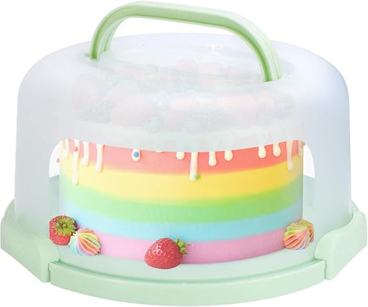 Cake Carrier with Lid and Handle, Fit 10’’ Cake Stand with Lid, Cake Transport Storage Container, Cake Containers Cover Stand with Lids, 3 Secure Side Closures (Green)